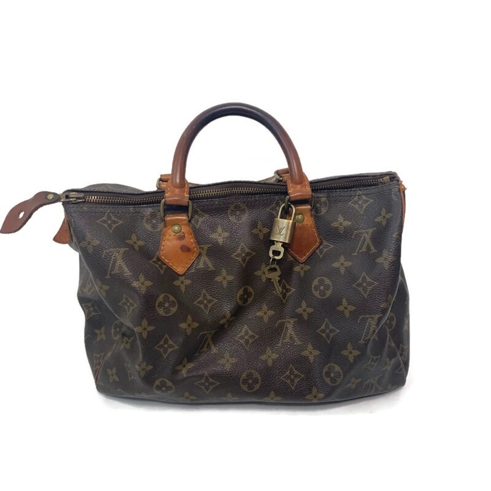 Louis Vuitton Speedy Monogram Canvas Tan & Brown Handbag Purse